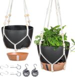 Self-Watering Hanging Planter with Macrame Hanger and Water Reservoir