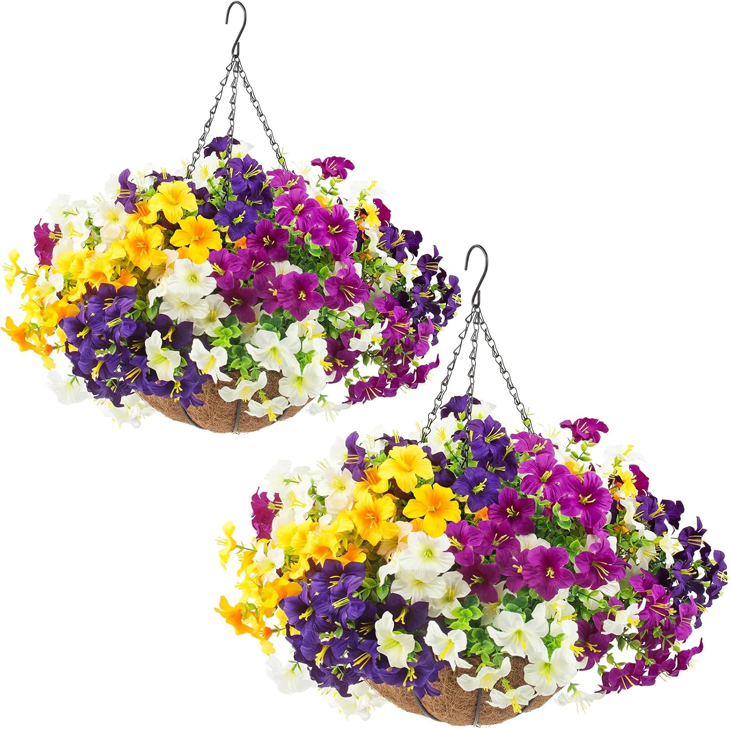 Faux Mixed Hanging Flower Baskets