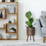 Bronze Grey Planter with Wood Stand