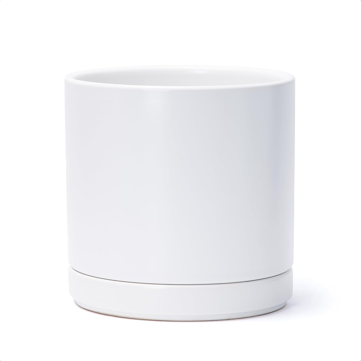 Ceramic Cylinder Planter with Saucer, 8.2 Inch Ceramic Cylinder Planter with Saucer, 8.2 Inch