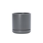 Ceramic Cylinder Planter with Saucer, 8.2 Inch