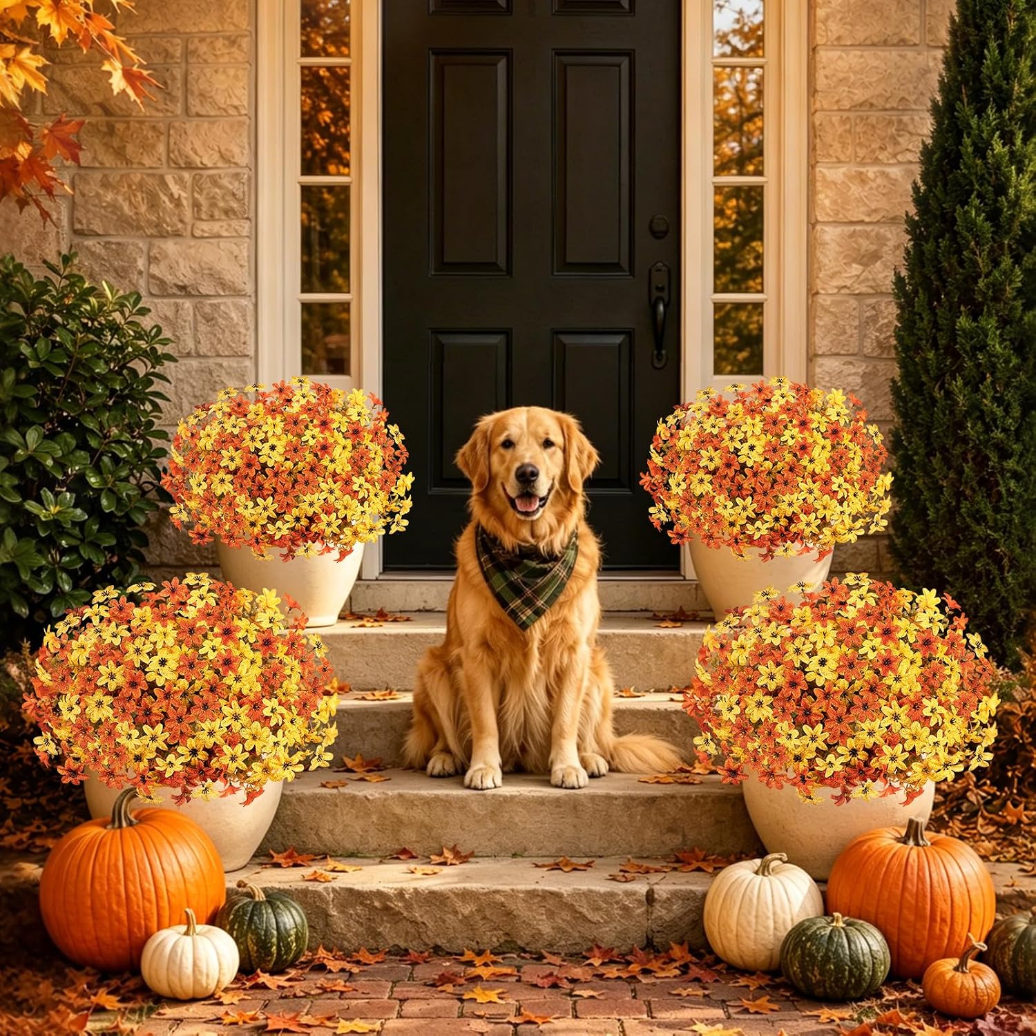 Artificial Fall Mums - 12 Bundles, UV Resistant - Image 5
