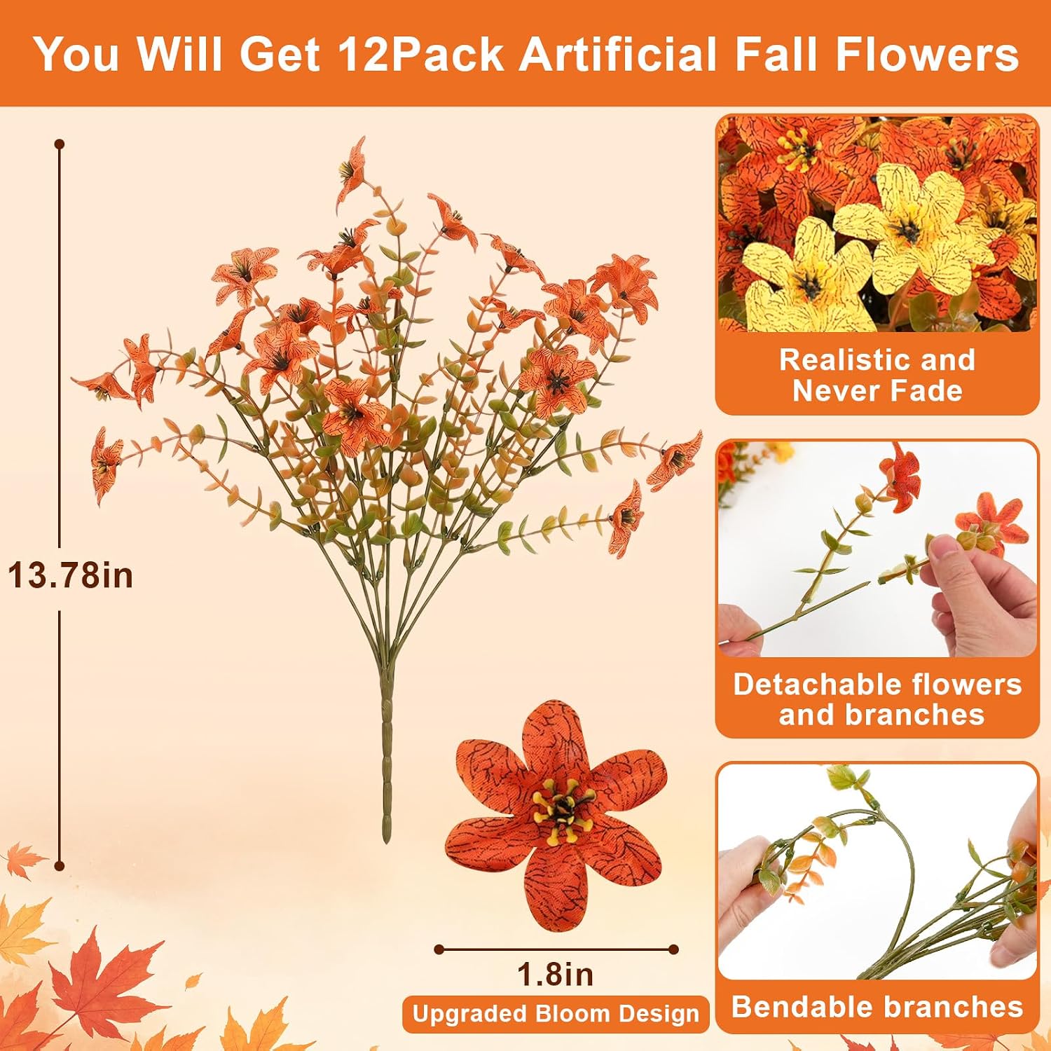 Artificial Fall Mums - 12 Bundles, UV Resistant - Image 3