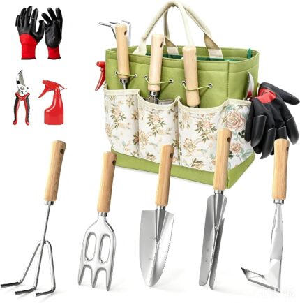 Garden Tool Set with Tote Bag, 9 Pieces