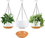Hanging Planters with Drainage Holes and Chains, Set of 4