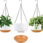 Hanging Planters with Drainage Holes and Chains, Set of 4