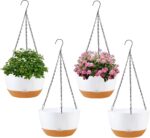 Hanging Planters with Drainage Holes and Chains, Set of 4