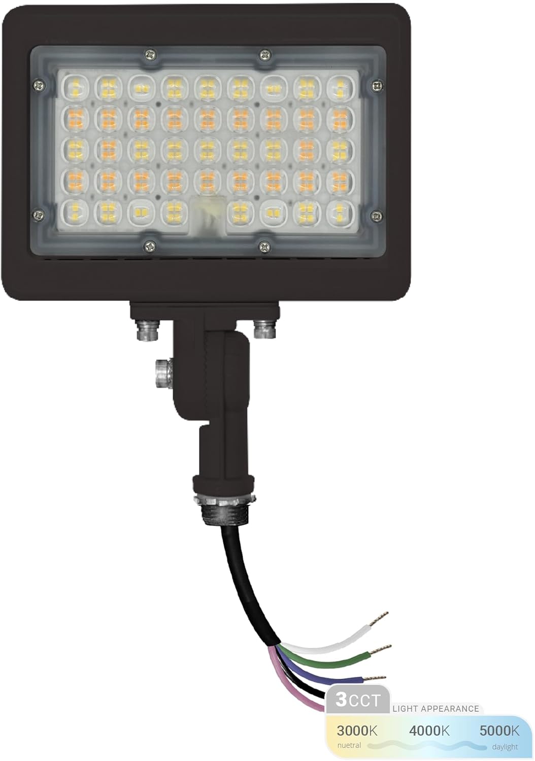 Outdoor LED Flood Light, 50W, 3 Colour Temperatures, Bronze