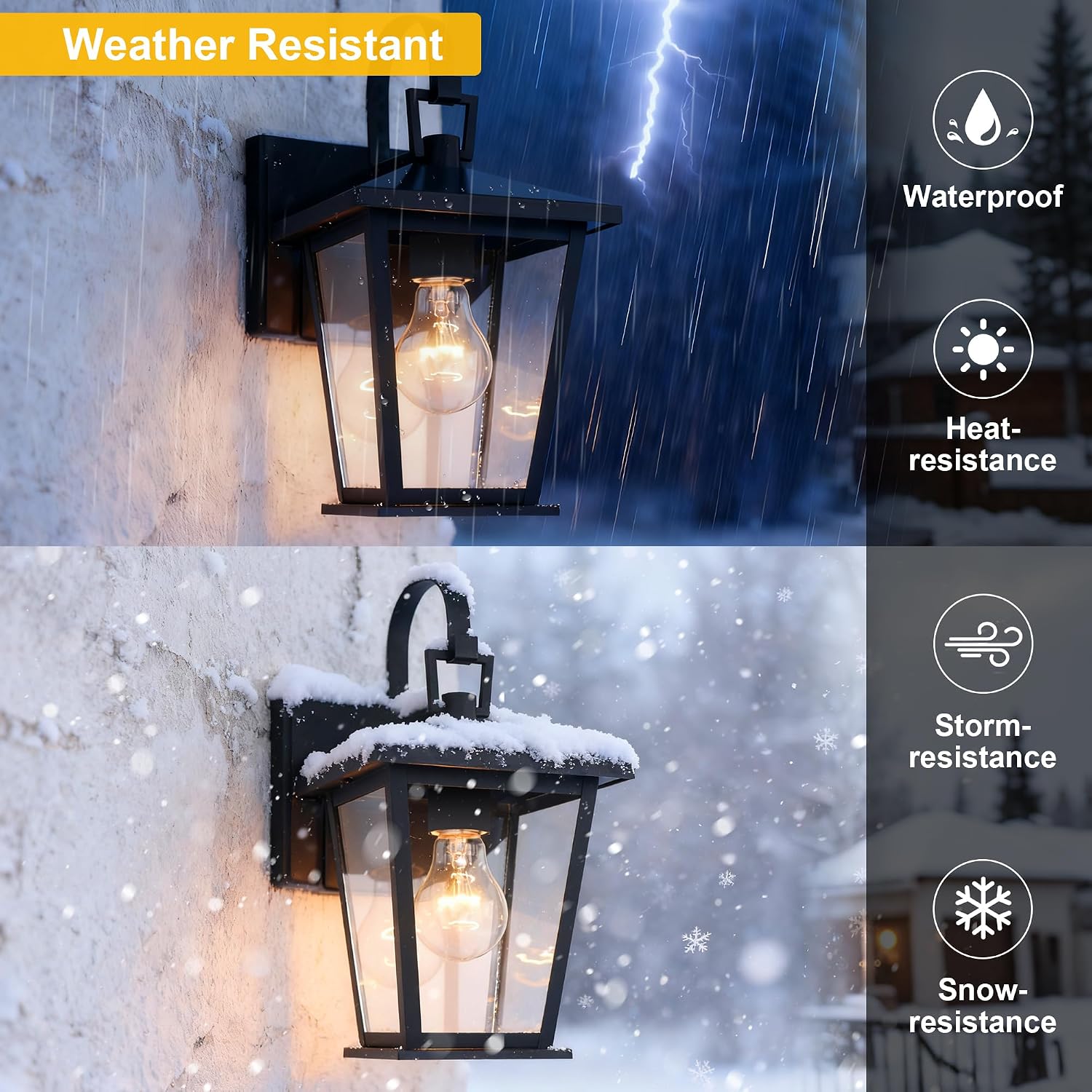 Outdoor Wall Lantern, Matte Black, Glass Panels, 12.5 Inch — view 2