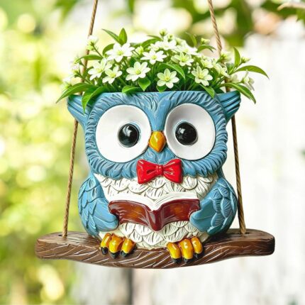 Owl-Shaped Planter with Drainage Hole for Small Plants