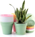 Plastic Plant Pots with Drainage and Matching Trays
