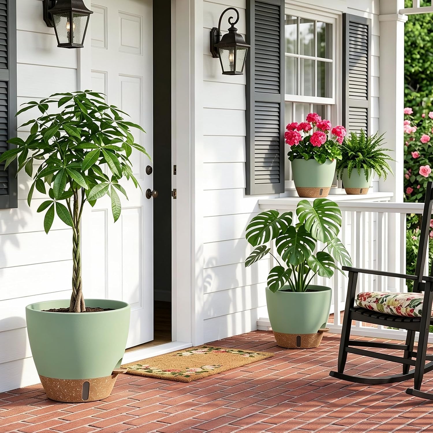 Self-Watering Plant Pots — Set of 5, 6/8/10/12 in, Matt Finish