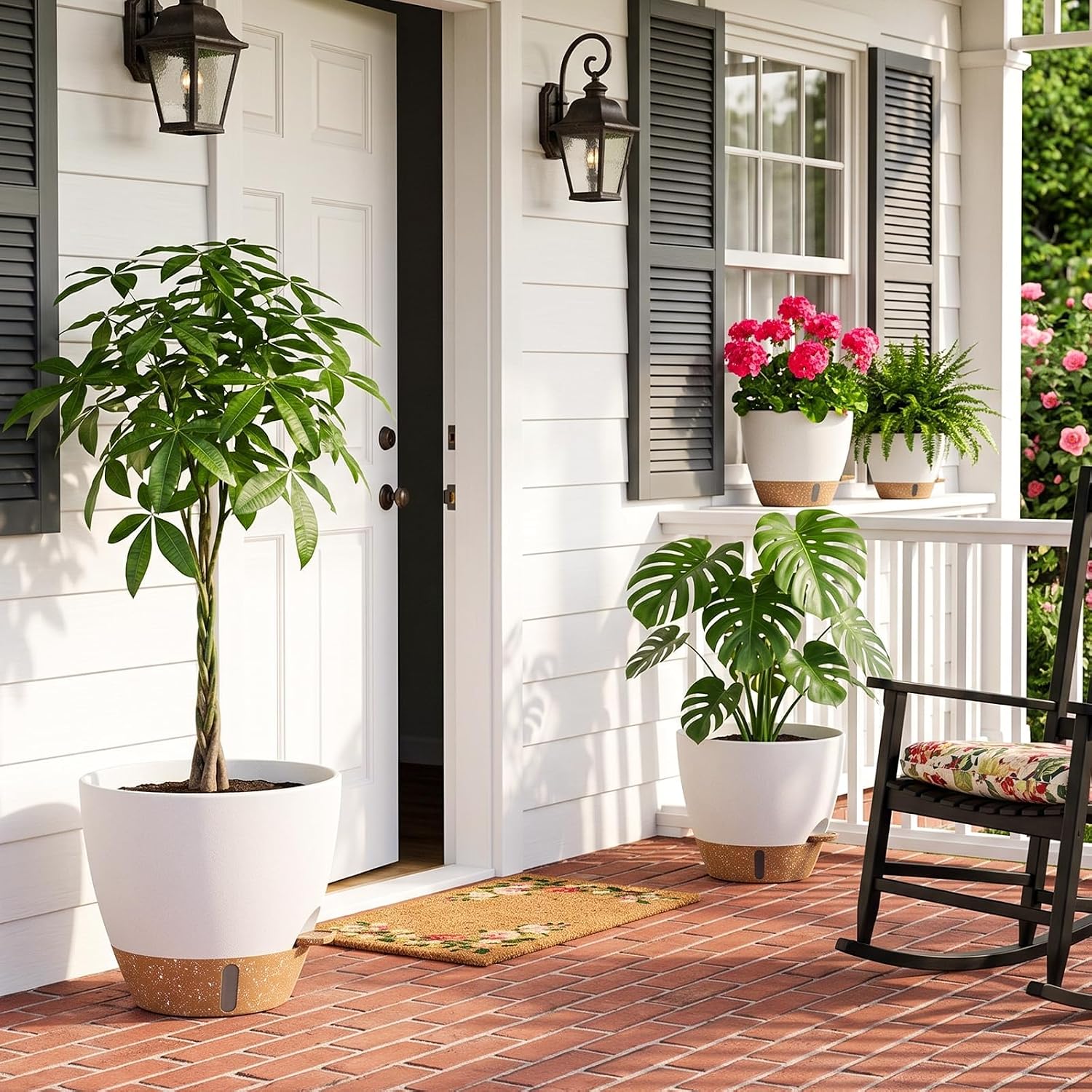Self-Watering Plant Pots — Set of 5, 6/8/10/12 in, Water Level Indicator