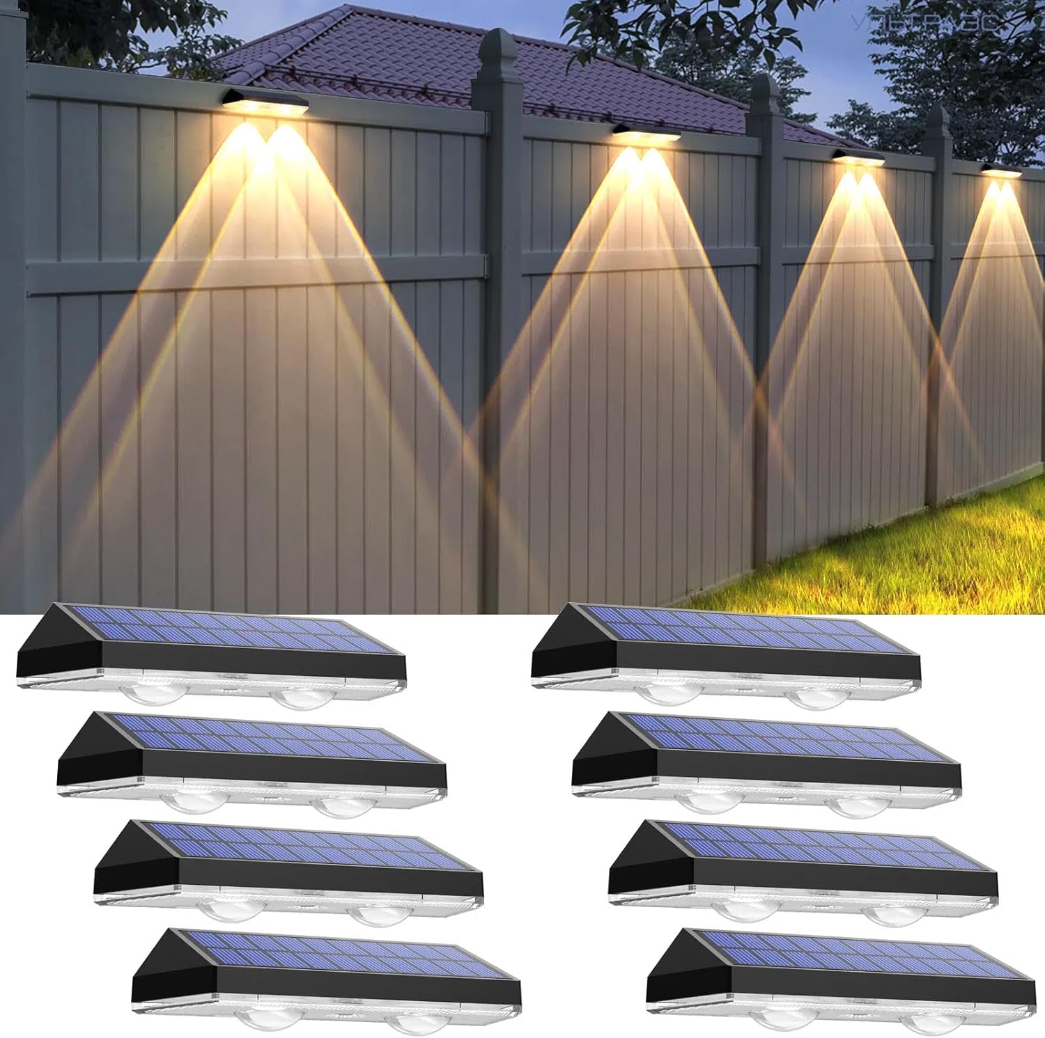 Solar Fence Lights, 3 Colour Modes, 8 Pieces